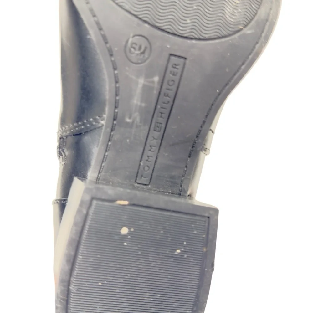 Tommy Hilfiger Black and Gold Ankle Booties with Side-Zip